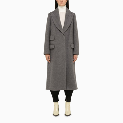 Loewe Oversized Wool-felt Coat In Grey