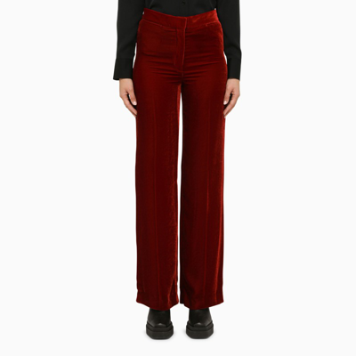 Stella Mccartney Cherry-coloured Velvet Trousers In Red