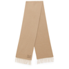 Max Mara Camel-coloured Cashmere Scarf With Fringes In Beige