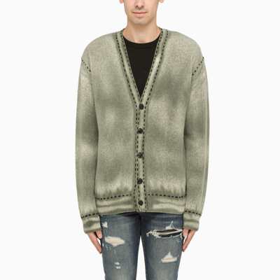 Amiri Sprayed Relaxed-fit Cashmere Cardigan In Military Green