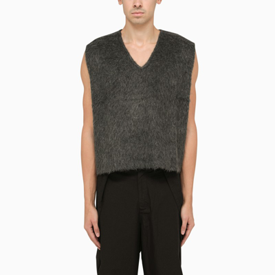 Our Legacy Double Lock Brushed-knit Jumper Waistcoat In Grey