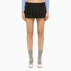 Miu Miu Pleated Tartan-print Wool Mini Skirt In Brown