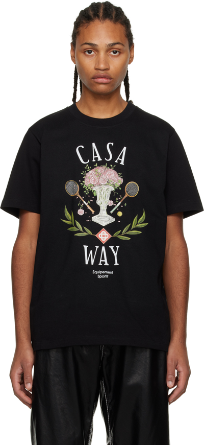 Casablanca Ssense Exclusive Black 'casa Way' T-shirt In Black Jersey Casa Wa