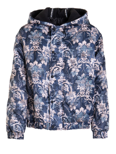 Versace Jeans Couture Floral-print Padded Jacket In Blue