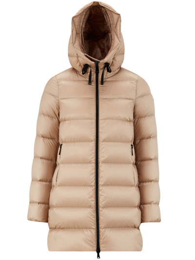 Moncler Suyen Down Quilted Nylon Hooded Parka In Beige