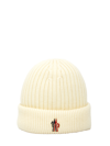 Moncler Appliqued Padded Ribbed Wool Beanie In White