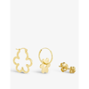 ANNA + NINA FLOWER POWER 14CT YELLOW GOLD-PLATED STERLING-SILVER EARRINGS SET