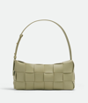 Bottega Veneta Brick Cassette Woven Leather Shoulder Bag In 2916 Travertine-gold