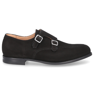 Crockett & Jones Monk Shoes Whitby Suede In Black