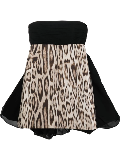 Giambattista Valli Women's Strapless Leopard-patterned Jacquard Mini Dress In Beige Multi