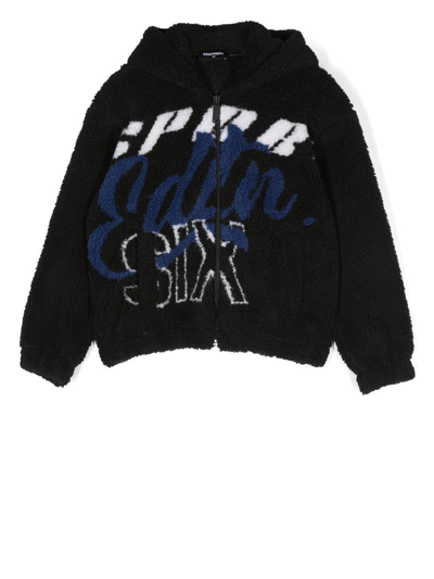 Dsquared2 Kids' Fleece Zip-up Hoodie In Schwarz