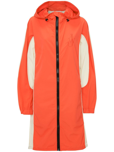 Jw Anderson Long Colour Block Parka Coat In Red