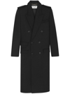 Saint Laurent Double-breasted Peak-lapel Wool Coat In Black