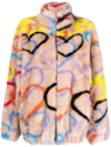 PHILIPP PLEIN HEART-PRINT HIGH-NECK COAT