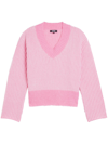 Apparis Anita Two-tone Rib-knit Sweater In Pink