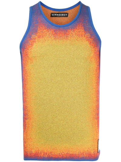 Y/project Gradient-knit Cotton-blend Tank Top In Orange
