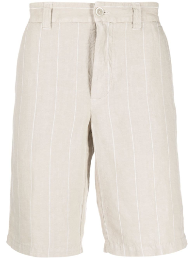 120% Lino Pinstripe Linen Bermuda Shorts In Neutrals