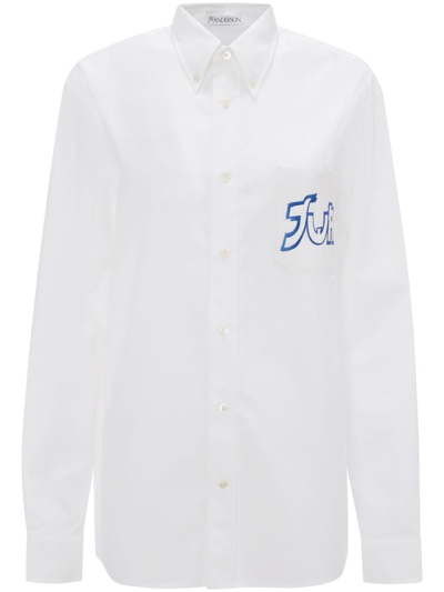Jw Anderson X Run Hany Logo-embroidered Cotton Shirt In Pastel