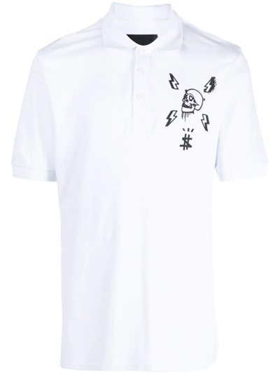 Philipp Plein Skull-print Polo Shirt In Weiss