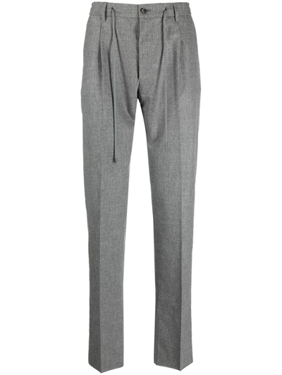 Moorer Drawstring-waist Cropped Trousers In Grey