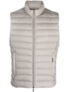 Moorer Quilted High Collar Sleeveless Jacket With Pockets In Nude