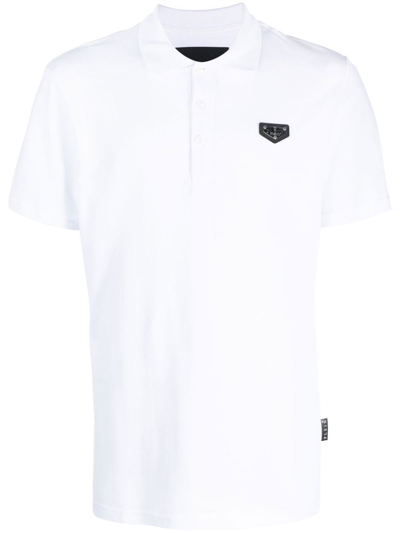 Philipp Plein Logo-plaque Polo Shirt In Weiss