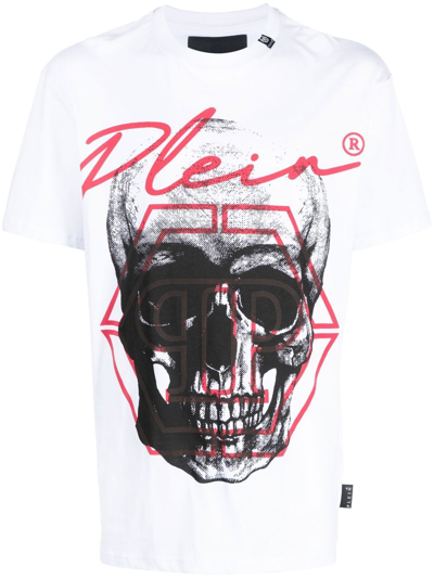 Philipp Plein Graphic-print Ss Skull T-shirt In Weiss
