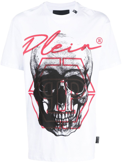 Philipp Plein Graphic-print Ss Skull T-shirt In White