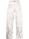 ISABEL MARANT CRACKED-EFFECT STRAIGHT TROUSERS