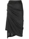 Rabanne Asymmetric Gathered Midi Skirt In Grey