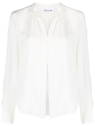 Callas Milano Olympia Long-sleeve Silk Blouse In Ivory