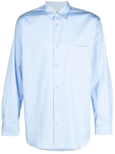 Comme Des Garçons Shirt Long-sleeve Cotton Shirt In Blue