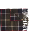 Barbour Check-print Frayed-edge Scarf In Green