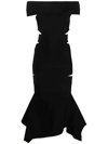 Alexandre Vauthier Off-the-shoulder Cutout Fit-&-flare Bandage Midi Dress In Black
