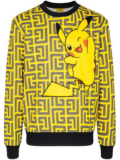 Balmain X Pokemon Monogram-print Sweatshirt In Nero