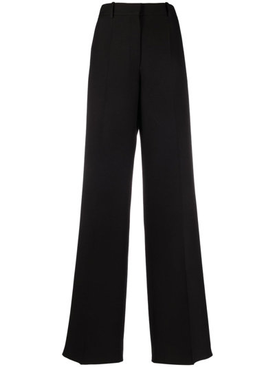 Valentino High-waisted Wide-leg Trousers In Black