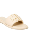 Tory Burch Logo Leather Slides In Gold