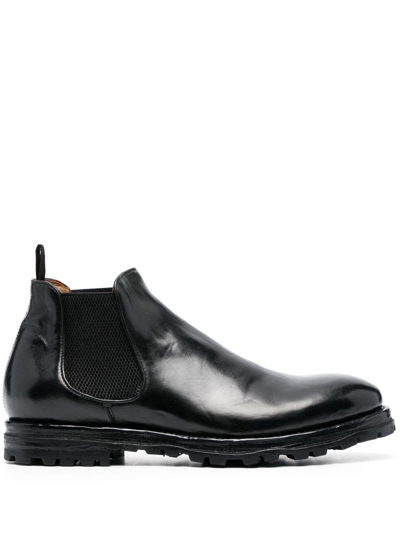 Officine Creative Leather Ankle Boots In Schwarz
