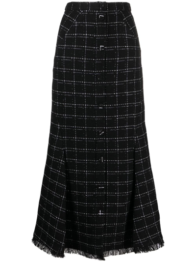 Erdem Tweed Check Nicola Maxi Skirt In Black