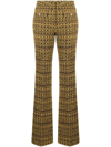 Alessandra Rich Graphic-print Tailored Trousers In Yellow
