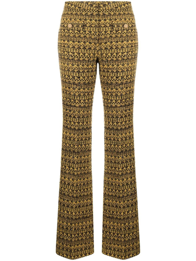 Alessandra Rich Graphic-print Tailored Trousers In Yellow