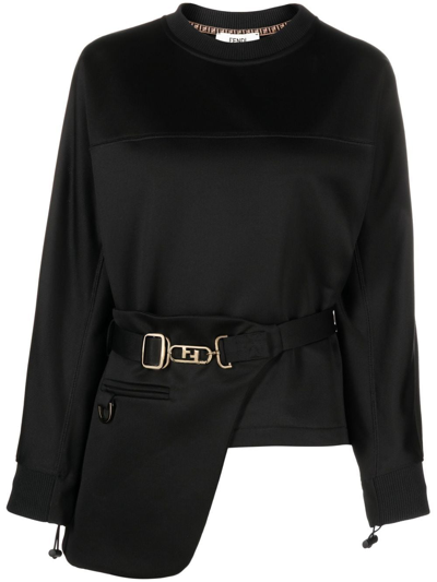 Fendi O'lock Belted Sweatshirt In Black