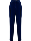 Giorgio Armani Straight-leg Velvet Trousers In Blau