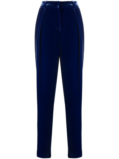 Giorgio Armani Straight-leg Velvet Trousers In Dark Navy