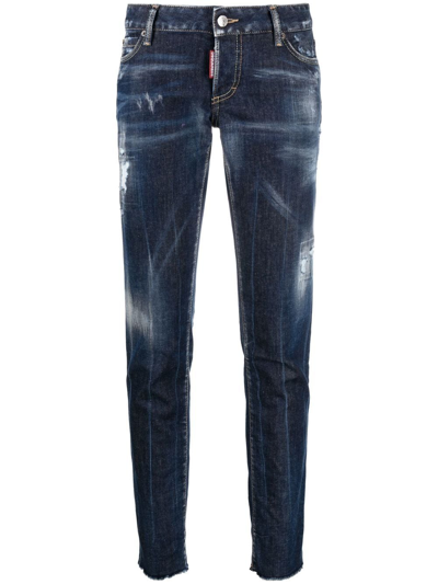 Dsquared2 Jennifer Low-rise Skinny Jeans In Navy