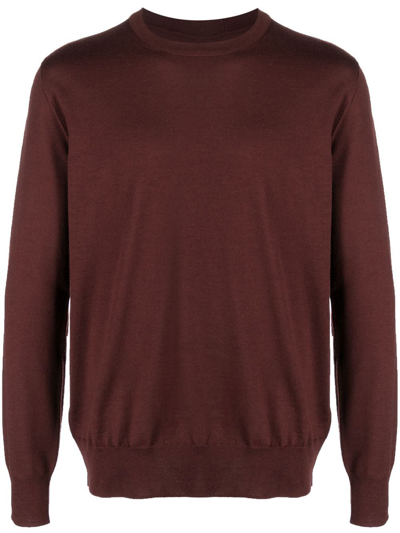 Jil Sander Fine-knit Wool Jumper In Braun