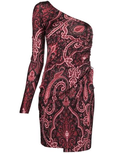 Etro Paisley-print One-shoulder Dress In Rot