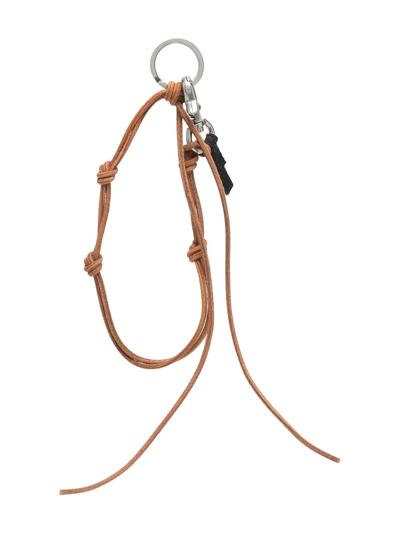 Our Legacy Ladon Knotted Leather Keychain In Neutrals