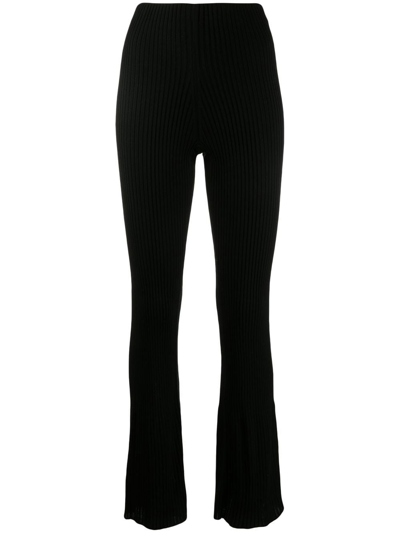 Wolford Ribbed-knit Merino Wool Trousers In Black