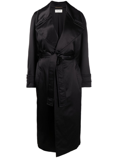 Saint Laurent Notched-lapel Single-breasted Coat In Black